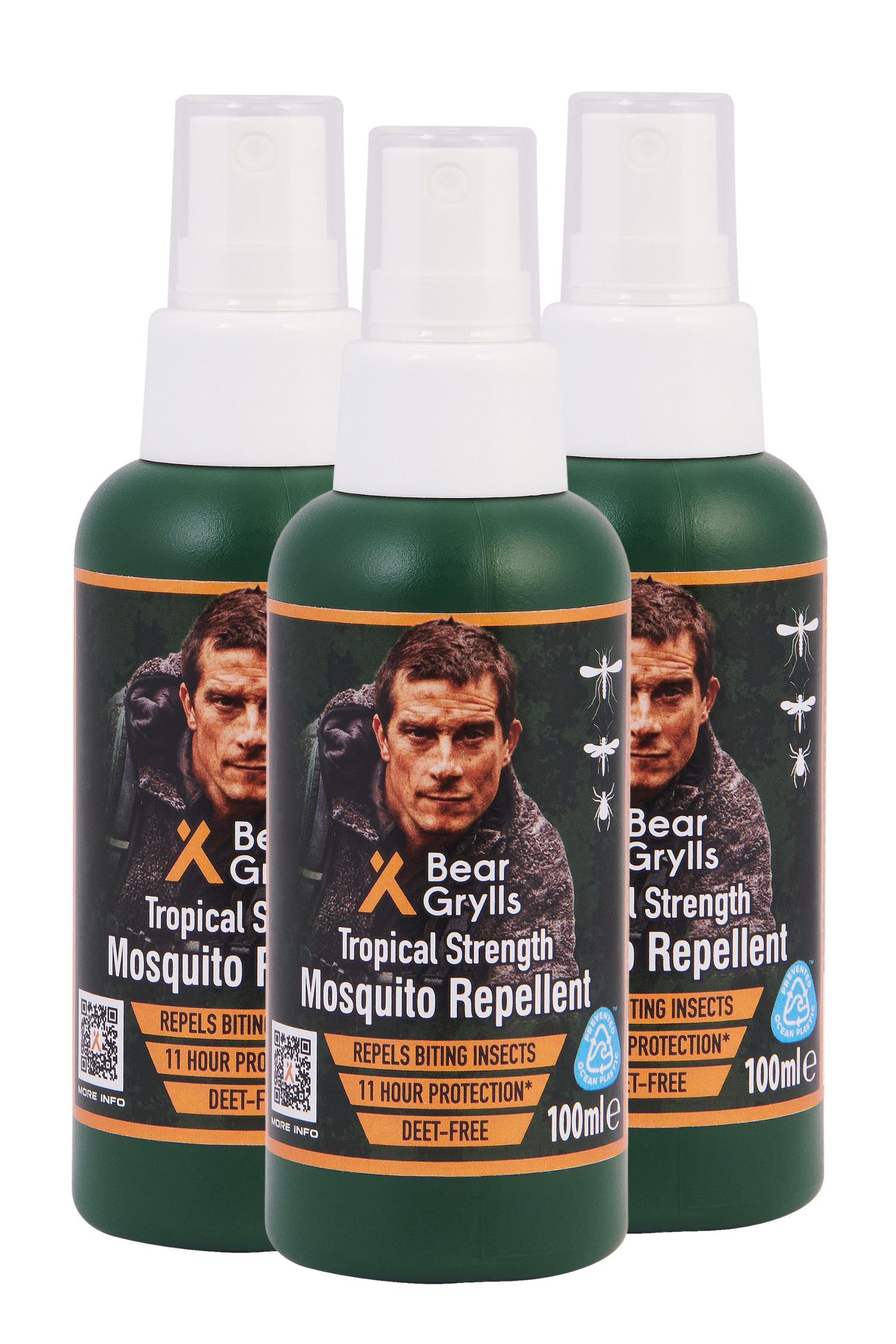 Bear Grylls Mosquito Repellent Spray (Multi-Saver Pack) (100ml Bottles x 3)