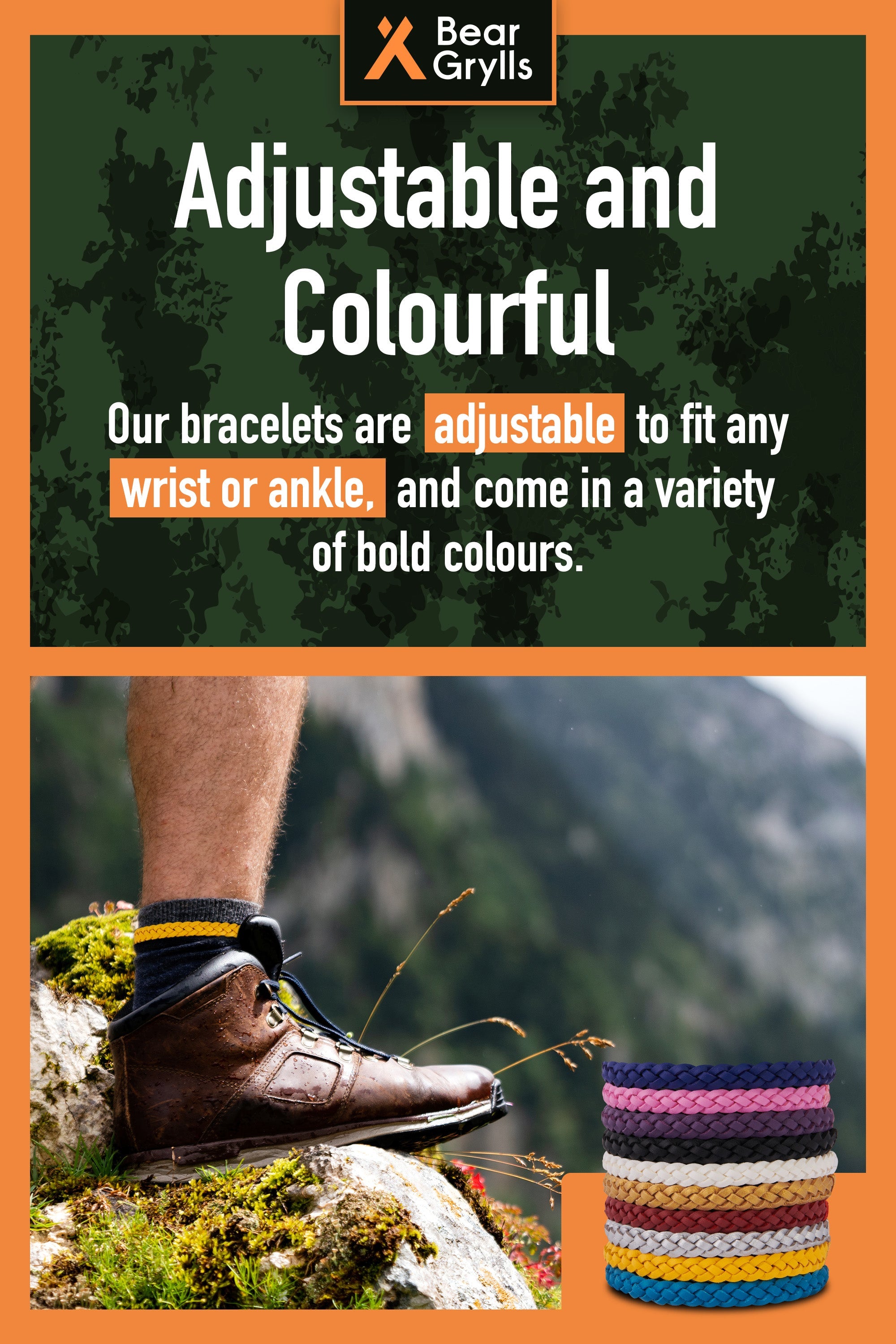 Bear Grylls Mosquito Repellent Bracelets (x10 Pack ) Adjustable