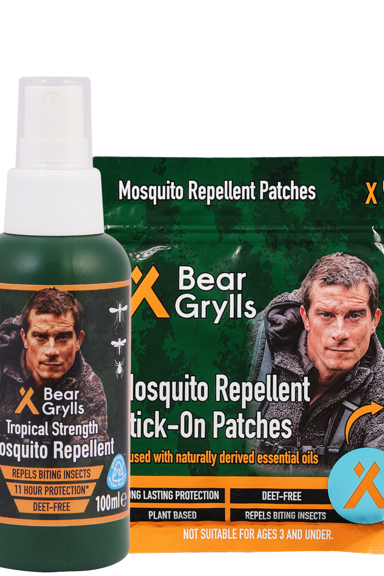 Bear Grylls Premium Mosquito Repellent Spray and Patches Combination Pack